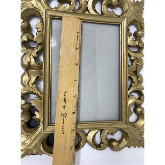 Ornate Heavy Hollywood Regency Style Gold Tone Picture Frame 6.5” X 4.5” Photo - Picture 10 of 10